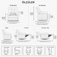 Smarto Relax Basel Elektrikli Masajlı Döner Sallanan TV Koltuğu Kontrol Panelli Ergonomik Gerçek Deri Baba Koltuğu