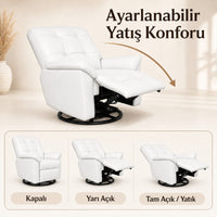 Smarto Relax TV Koltuğu Basel Elektrikli Masajlı Döner ve Sallanan Mekanızmalı Sırt Dayanağı Kontrol Panelli Ergonomik Deri Dekoratif Baba Koltuğu