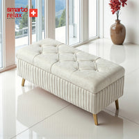 Smarto Relax Puf Appenzell Sandıklı Kapitoneli Ayaklı Dekoratif 100x40x45 cm