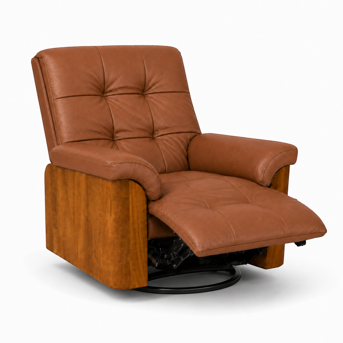 Smarto Relax Berlin Elektrikli Döner Sallanan TV Koltuğu Kontrol Panelli Ergonomik Kırmızı Deri Baba Koltuğu