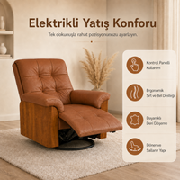 Smarto Relax Berlin Elektrikli Döner Sallanan TV Koltuğu Kontrol Panelli Ergonomik Kırmızı Deri Baba Koltuğu