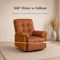 Smarto Relax Berlin Elektrikli Döner Sallanan TV Koltuğu Kontrol Panelli Ergonomik Kırmızı Deri Baba Koltuğu