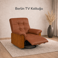 Smarto Relax Berlin Elektrikli Döner Sallanan TV Koltuğu Kontrol Panelli Ergonomik Kırmızı Deri Baba Koltuğu