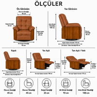 Smarto Relax Berlin Elektrikli Döner Sallanan TV Koltuğu Kontrol Panelli Ergonomik Kırmızı Deri Baba Koltuğu