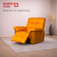 Smarto Relax TV Koltuğu Berlin Elektrikli Kontrol Panelli Sırt Dayanağı Kontrol Panelli Ergonomik Kırmızı Deri Dekoratif Baba Koltuğu