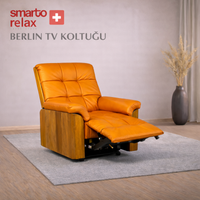 Smarto Relax TV Koltuğu Berlin Elektrikli Kontrol Panelli Sırt Dayanağı Kontrol Panelli Ergonomik Kırmızı Deri Dekoratif Baba Koltuğu