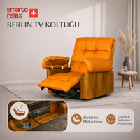Smarto Relax TV Armchair Berlin Electric, Swivel, Rocking with Control Panel Backrest with Control Panel Ergonomic Red Leather Decorative Recliner