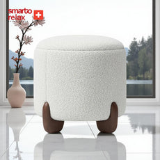 Smarto-Ahşap Ayaklı Beyaz Puf2