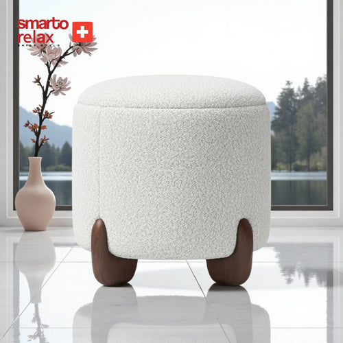 Smarto-Ahşap Ayaklı Beyaz Puf2