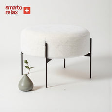 Smarto-Relax-Beyaz Metal Ayaklı Yuvarlak Puf2