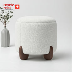Smarto-Ahşap Ayaklı Beyaz Puf3
