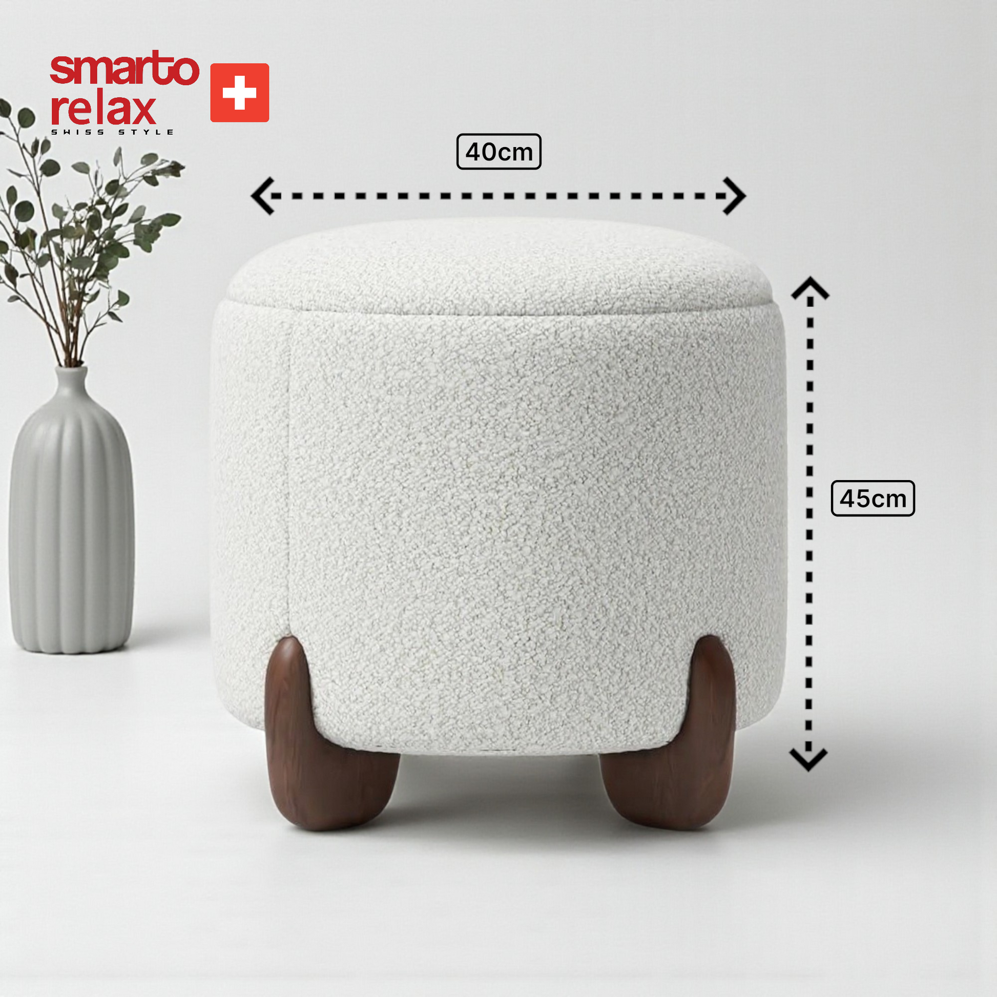 Smarto-Ahşap Ayaklı Beyaz Puf4