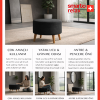 Smarto Relax Ayaklı Yuvarlak Puf – Babyface Kumaş (Çap 45 cm × Yükseklik 40 cm)