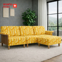 Smarto Relax İstanbul Köşe Takımı (Puflu) – Polyester Kumaş, Ahşap İskelet, Ahşap Ayaklı L Koltuk