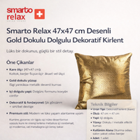 Smarto Relax Tekli Antibakteriyel Desenli Dekoratif Dolgulu  Kırlent 45x45 cm