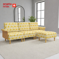 Smarto Relax İstanbul Köşe Takımı (Puflu) – Polyester Kumaş, Ahşap İskelet, Ahşap Ayaklı L Koltuk