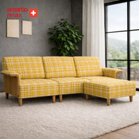Smarto Relax İstanbul Köşe Takımı (Puflu) – Polyester Kumaş, Ahşap İskelet, Ahşap Ayaklı L Koltuk
