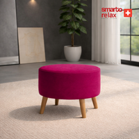 Smarto Relax Ayaklı Yuvarlak Puf – Babyface Kumaş (Çap 45 cm × Yükseklik 40 cm)
