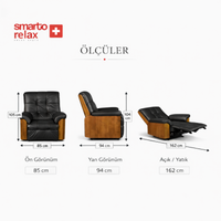 Smarto Relax TV Koltuğu Miami Elektrikli Kontrol Panelli Masaj Panel Ergonomik  Deri Dekoratif Baba Koltuğu