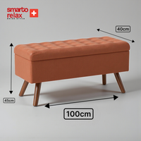Smarto Relax Puf Gruyères Sandıklı Ayaklı Kapitoneli Dekoratif 100x40x45 cm