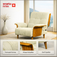 Smarto Relax TV Koltuğu Genova Oro Sabit Ergonomik Kadife/Şönil Açık Gri Dekoratif Baba Koltuğu