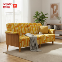 Smarto Relax İstanbul İkili Koltuk 180 cm – Polyester Kumaş, Ahşap İskelet, Ahşap Ayak