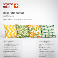 Smarto Relax 4'Lü İçi Dolgulu Kırlent  45x45 cm Kare – Salon & Berjer Kırlenti