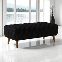 Smarto Relax Puf Adelboden Ahşap Ayaklı Kapitoneli 100x50x40 cm