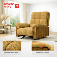 Smarto Relax TV Koltuğu Sicilya Ergonomik Döner Mekanizma Bukle Polyester Kahverengi Dekoratif Baba Koltuğu