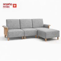 Smarto Relax İstanbul Köşe Takımı (Puflu) – Polyester Kumaş, Ahşap İskelet, Ahşap Ayaklı L Koltuk