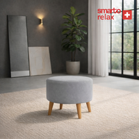 Smarto Relax Ayaklı Yuvarlak Puf – Babyface Kumaş (Çap 45 cm × Yükseklik 40 cm)