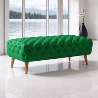 Smarto Relax Puf Adelboden Ahşap Ayaklı Kapitoneli 100x50x40 cm