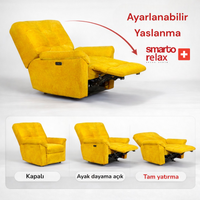 Smarto Relax TV Koltuğu PORTO Comfort Döner Elektrikli Sırt Dayanağı Kontrol Panelli Ergonomik 8 farkli renk seçenek Dekoratif Baba Koltuğu