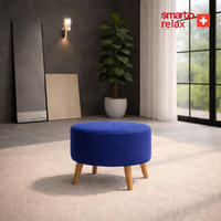 Smarto Relax Ayaklı Yuvarlak Puf – Babyface Kumaş (Çap 45 cm × Yükseklik 40 cm)
