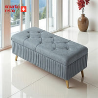 Smarto Relax Puf Appenzell Sandıklı Kapitoneli Ayaklı Dekoratif 100x40x45 cm