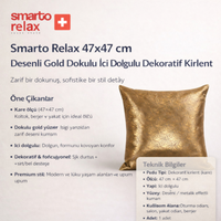 Smarto Relax Tekli Antibakteriyel Desenli Dekoratif Dolgulu  Kırlent 45x45 cm