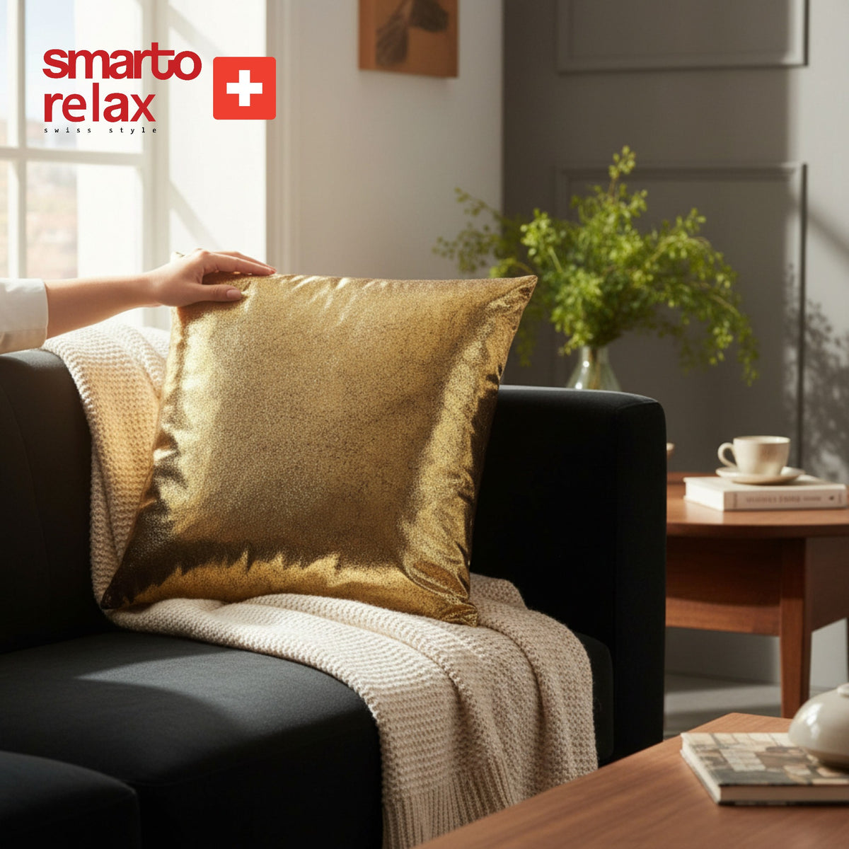 Smarto Relax Antibakteriyel Desenli Dekoratif Dolgulu  Kırlent 45x45 cm