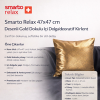Smarto Relax Tekli Antibakteriyel Desenli Dekoratif Dolgulu  Kırlent 45x45 cm