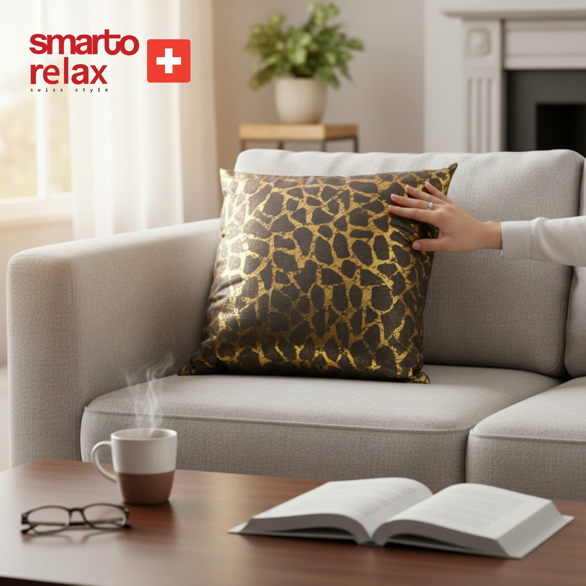 Smarto Relax Tekli Antibakteriyel Desenli Dekoratif  İçi Dolgulu  Kırlent 45x45 cm
