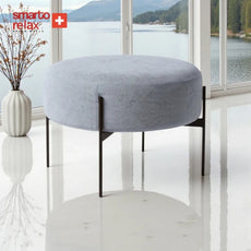 Smarto-Relax-Gri Metal Ayaklı Yuvarlak Puf