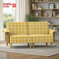 Smarto Relax İstanbul İkili Koltuk 180 cm – Polyester Kumaş, Ahşap İskelet, Ahşap Ayak