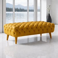 Smarto Relax Puf Adelboden Ahşap Ayaklı Kapitoneli 100x50x40 cm