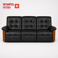 Smarto Relax Berlin 3’lü TV Koltuğu Orta Konsollu Bardaklıklı Deri Yatan Ayak Uzatmalı Ergonomik Sinema Koltuğu