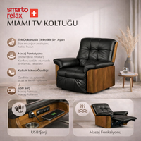 Smarto Relax TV Koltuğu Miami Elektrikli Kontrol Panelli Masaj Panel Ergonomik  Deri Dekoratif Baba Koltuğu