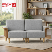 Smarto Relax İstanbul İkili Koltuk 180 cm – Polyester Kumaş, Ahşap İskelet, Ahşap Ayak