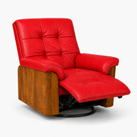 Smarto Relax Berlin Elektrikli Döner Sallanan TV Koltuğu Kontrol Panelli Ergonomik Kırmızı Deri Baba Koltuğu