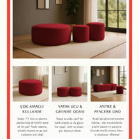 Smarto Relax Babyface Kumaş Yuvarlak Puf 60×45 cm
