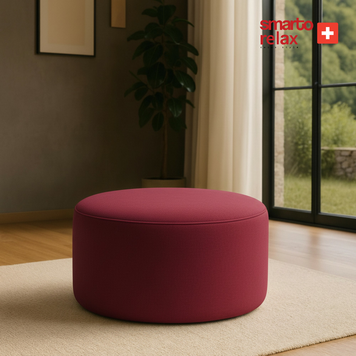 Smarto Relax Babyface Kumaş Yuvarlak Puf 60×45 cm