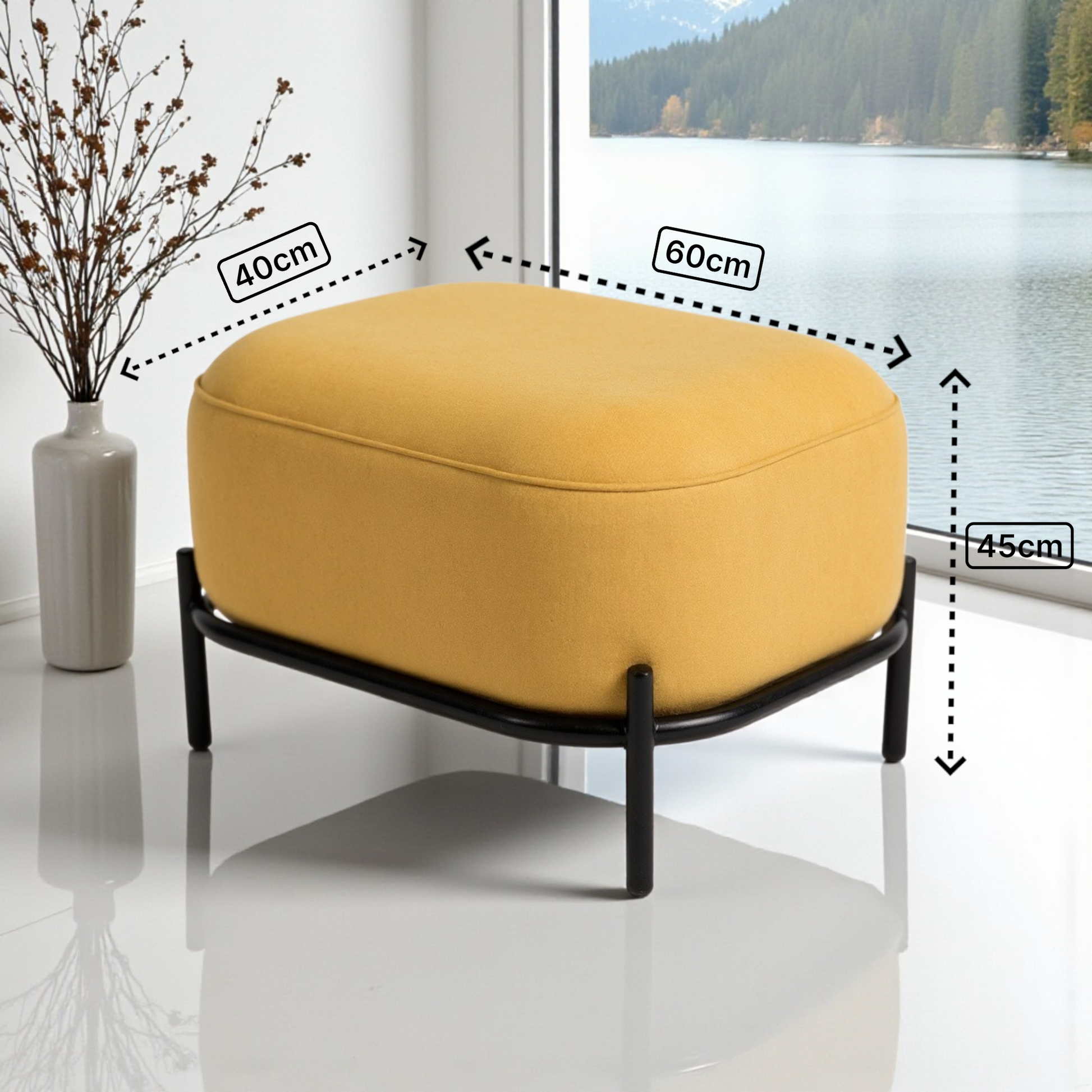 Smarto relax-Sari Metal Ayaklı  Kare Kapitone Puf3