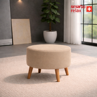 Smarto Relax Ayaklı Yuvarlak Puf – Babyface Kumaş (Çap 45 cm × Yükseklik 40 cm)